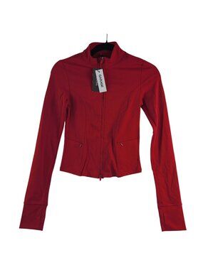 NEW Garage Women's SoftActive Double Zip Jacket Sz S Jester Red Athletic Style